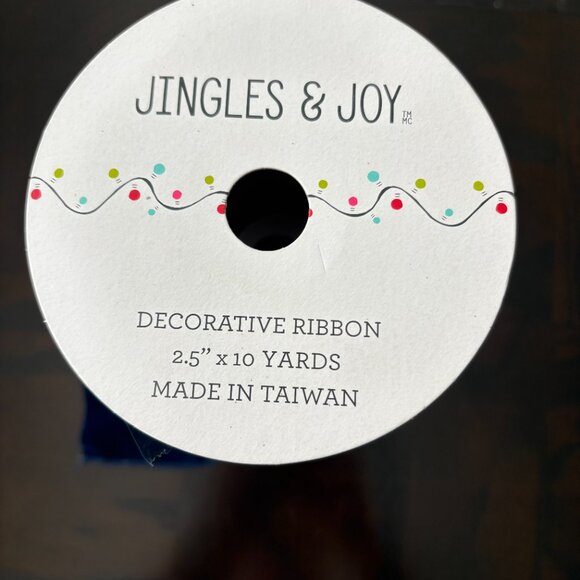 Navy Blue Wired Christmas Holiday Ribbon 2.5"x10 Yds by Jingles & Joy - 3 Bolts - Picture 3 of 3